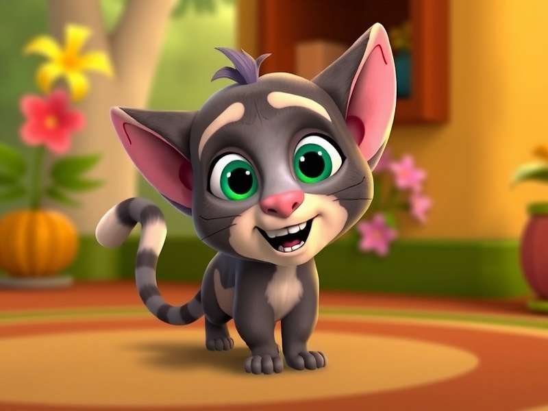 My Talking Tom 2 गेमप्ले स्क्रीनशॉट - Tom बिल्ली के साथ खेलते हुए