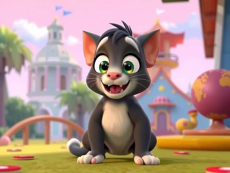 My Talking Tom 1 गेमप्ले स्क्रीनशॉट - टॉम बिल्ला कमरे में बैठा है