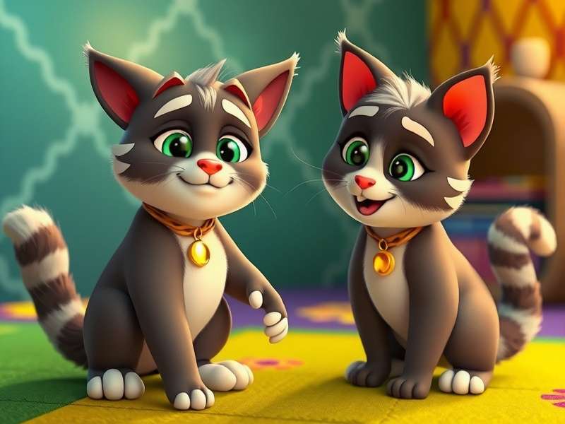 My Talking Tom 2 गेम में टॉम अपने सभी पालतू जानवरों के साथ - कुत्ता, खरगोश, पक्षी और पांडा