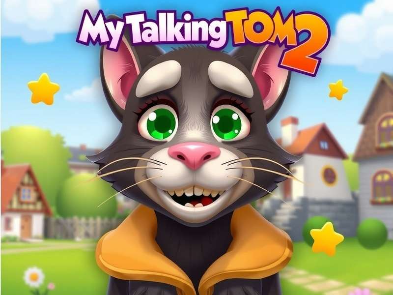 Gameplay of My Talking Tom 2 Android showing Tom in a festive setting