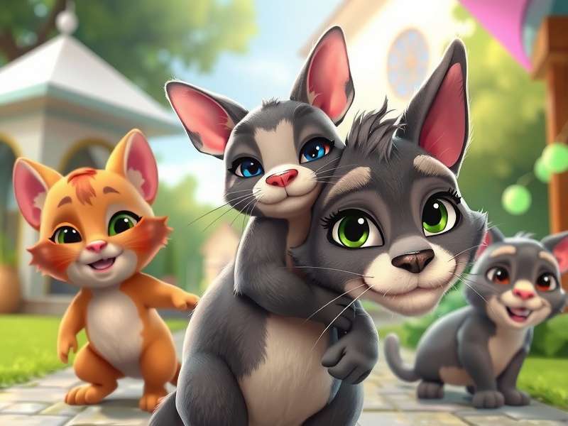 Talking Tom and his friends including Angela, Hank, and Ben