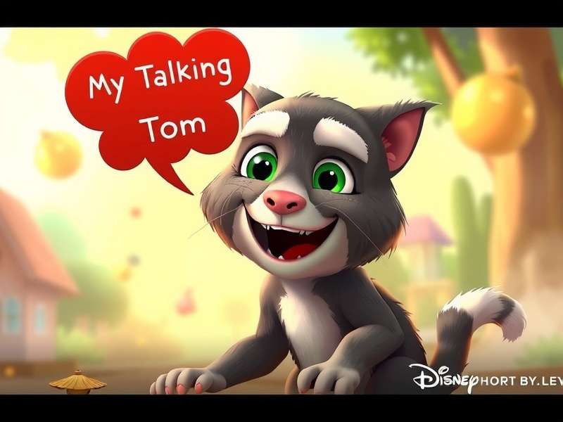 My Talking Tom virtual pet game screenshot showing Tom in his room