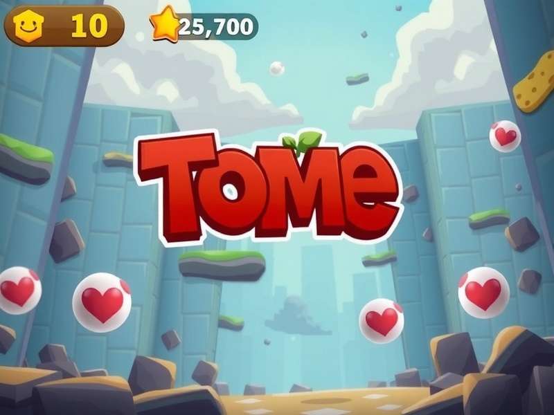 Close-up of a smartphone displaying the Tome App interface next to a playful cat plush toy