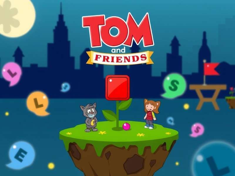 Tom and all his friends - Angela, Hank, Ginger, Ben, Becca - gathered together in a vibrant room