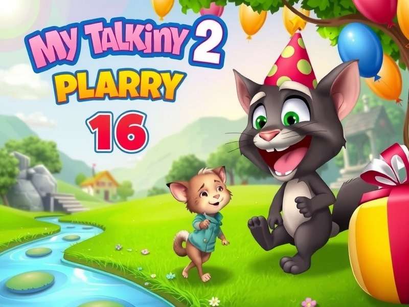 My Talking Tom 2 Birthday Celebration with cake and gifts
