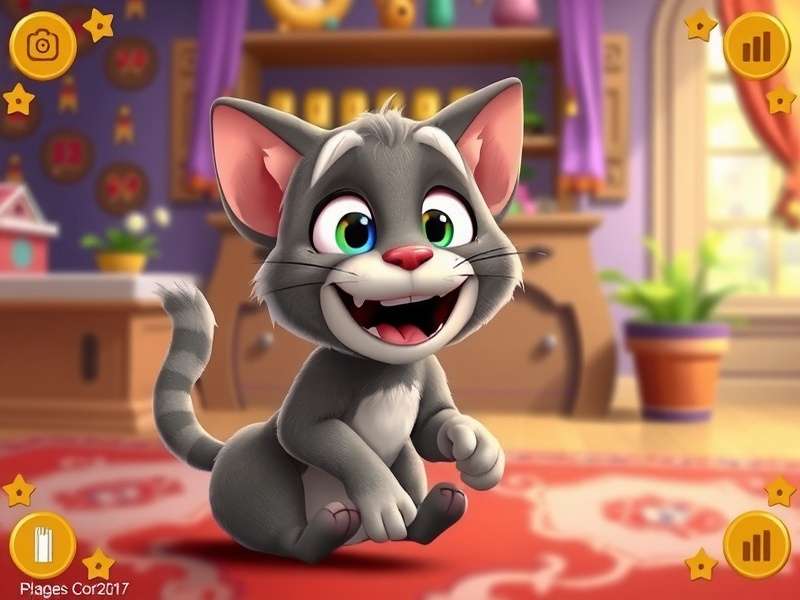 Talking Tom Cat playing with virtual toys