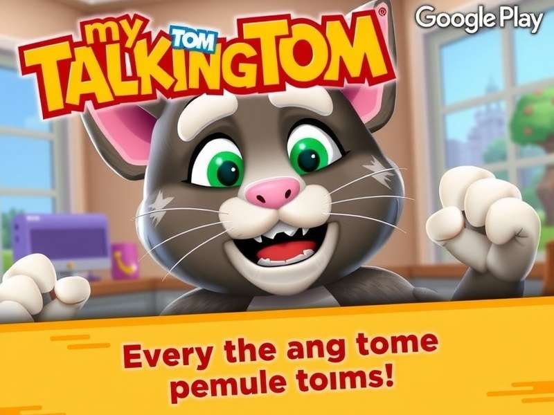 My Talking Tom app interface on an Android phone showing Tom playing with toys