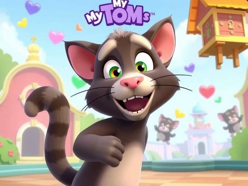 My Talking Tom 3D customisation screen showing various outfits and rooms