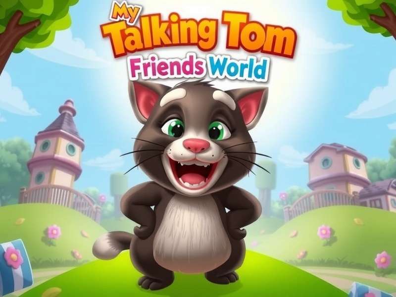 My Talking Tom Friends playing together in a vibrant virtual room
