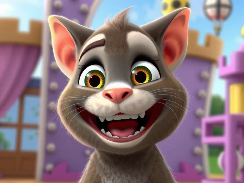 My Talking Tom character playing with toys