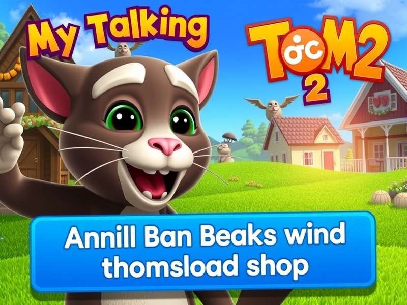 My Talking Tom 2 free download game banner showing Tom the cat with magic show elements