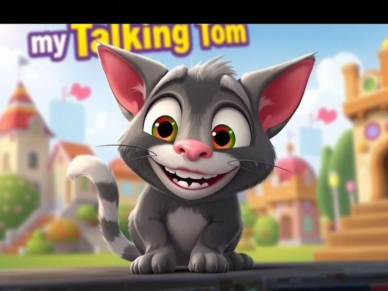 My Talking Tom Cat playing with toys in a colorful room