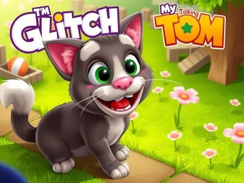 My Talking Tom Glitch - Tom Freeze Glitch screenshot showing Tom stuck in animation during Magic Show mini-game