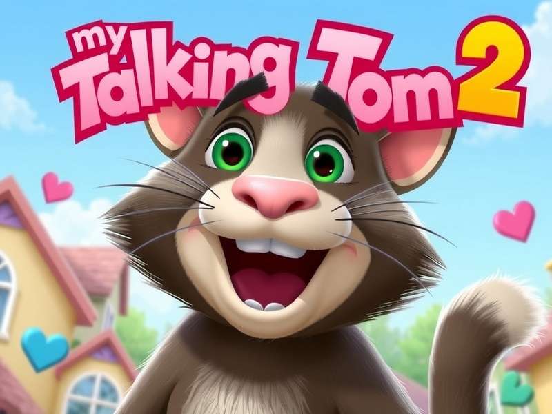 My Talking Tom 2 gameplay on Google Play showing Tom in his colourful house