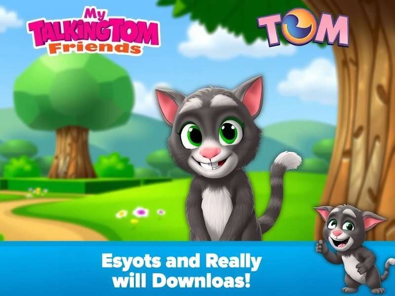 My Talking Tom Friends gameplay screenshot showing Tom and friends on a PC monitor