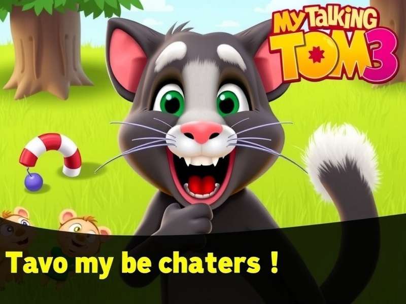 My Talking Tom 3 game poster with Tom and friends on an adventure